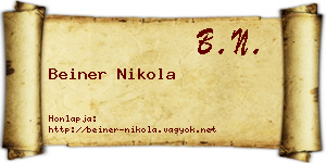 Beiner Nikola névjegykártya